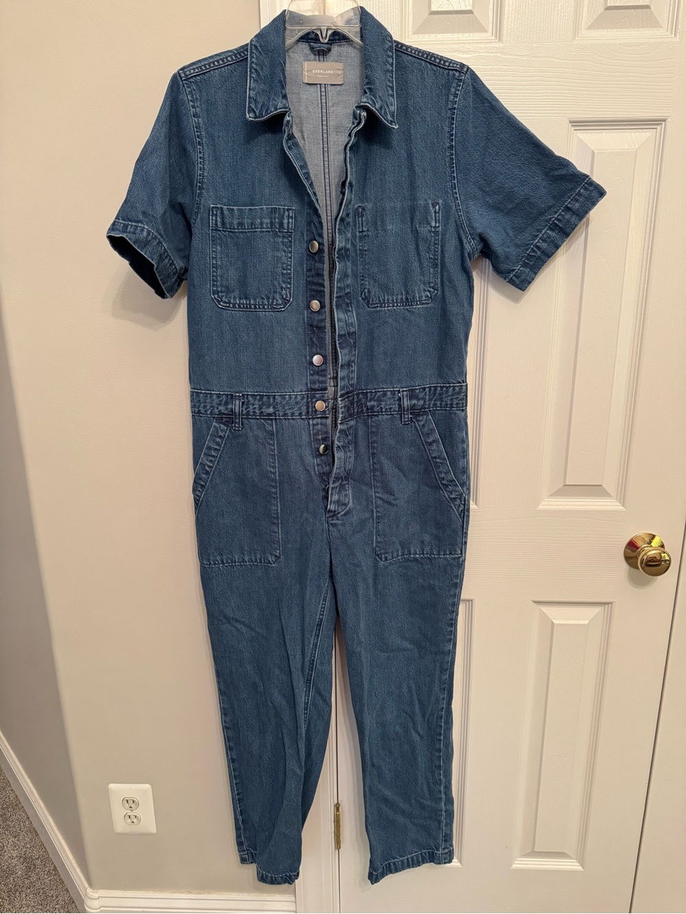 Everlane Denim Short-Sleeve Utility Jumpsuit - Blue